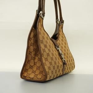 Gucci Silver GG Handbag Hardware Brown Canvas